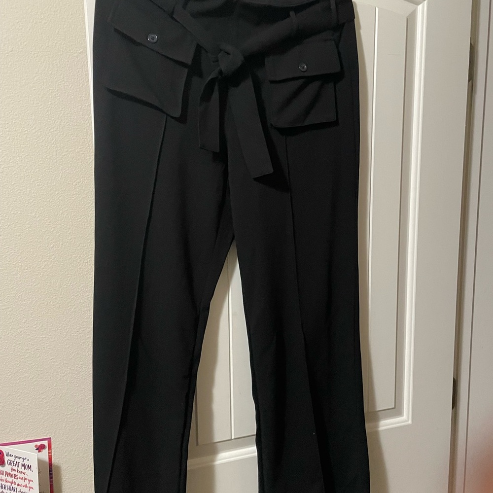 Rewash Black Women's Trousers with Belted Waist